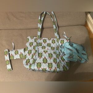 Vera Bradley slow dance small tote bag, I’d case with wristlet, and belt bag